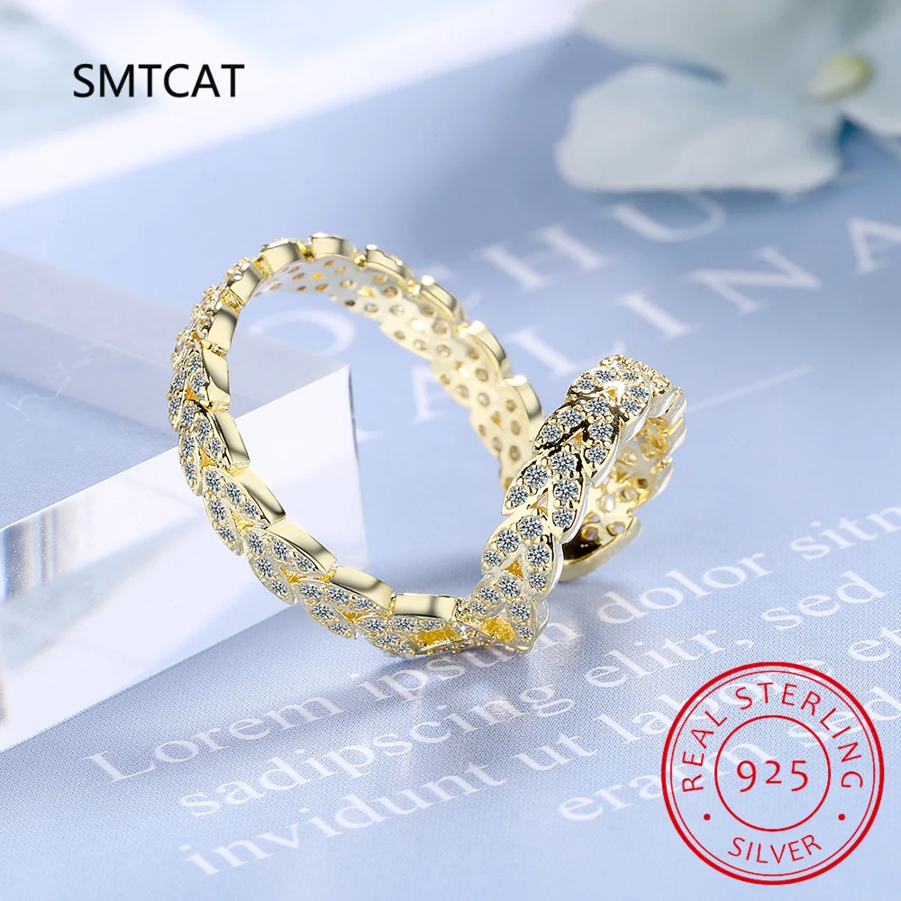 Luxurious Branch Leaf Earring for Women Moissanite Diamond Wheat Ear Cuff Clip Earrring 925 Sterling Silver Korean Jewelry