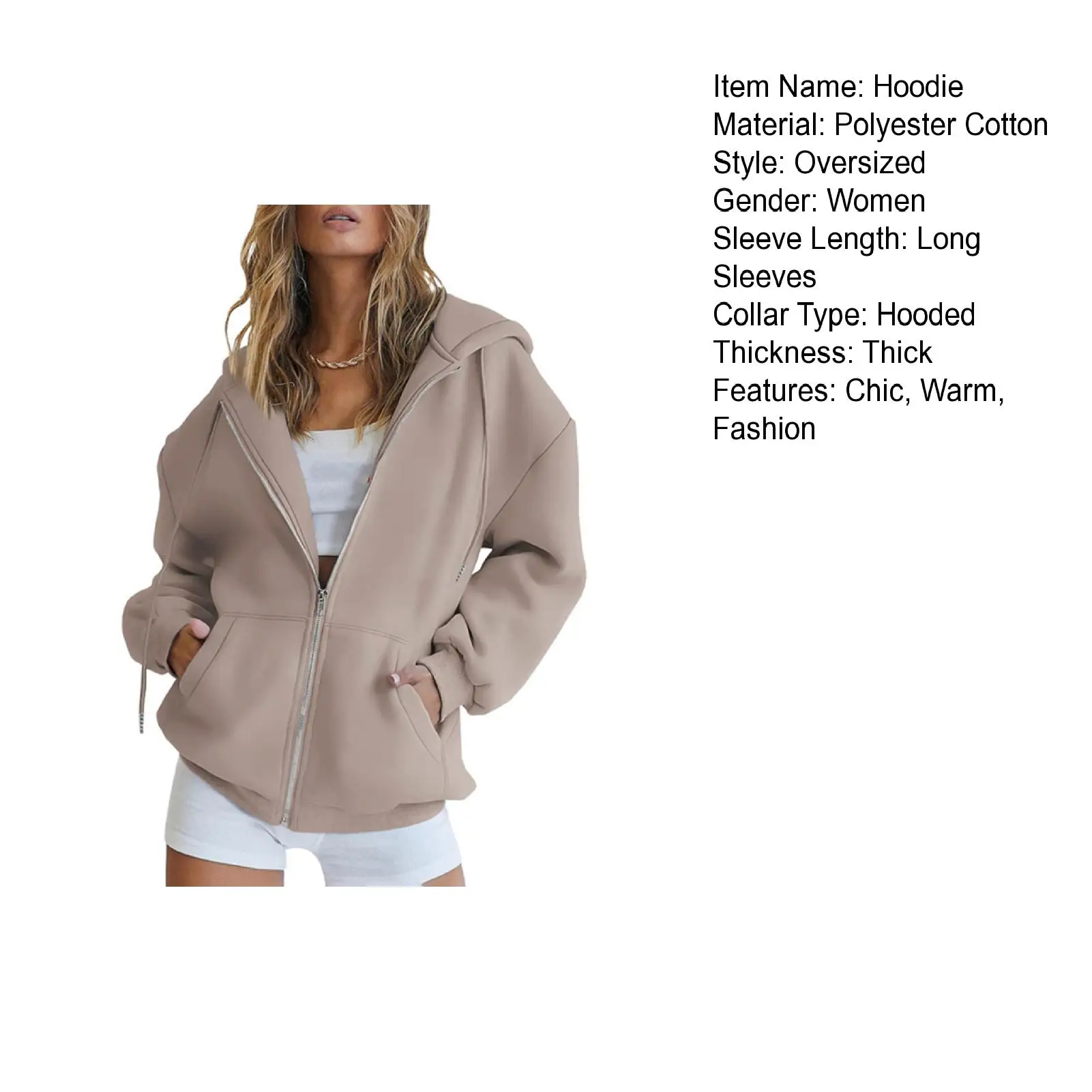 Streetwear Thick Hooded Hoodie Women Vintage Long Sleeve Embroidery Loose Zip Up Hoodies Autumn Couple Sweatshirt Jacket