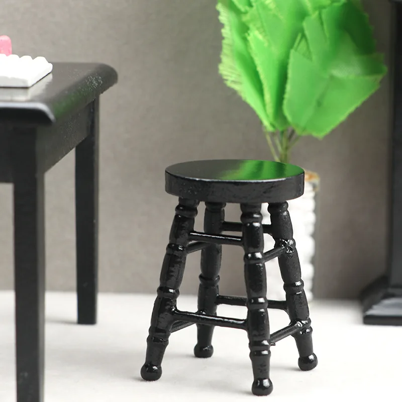 Sac aveugle de meubles miniatures pour maison de poupée 1:12, petit tabouret rond, tabouret haut et tabouret de Bar pour jeu de nourriture Miniature