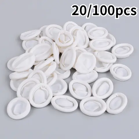 Luvas de borracha antiestáticas descartáveis para extensão de sobrancelha, dedos de látex, acessórios práticos da ferramenta, 20 PCs, 100PCs