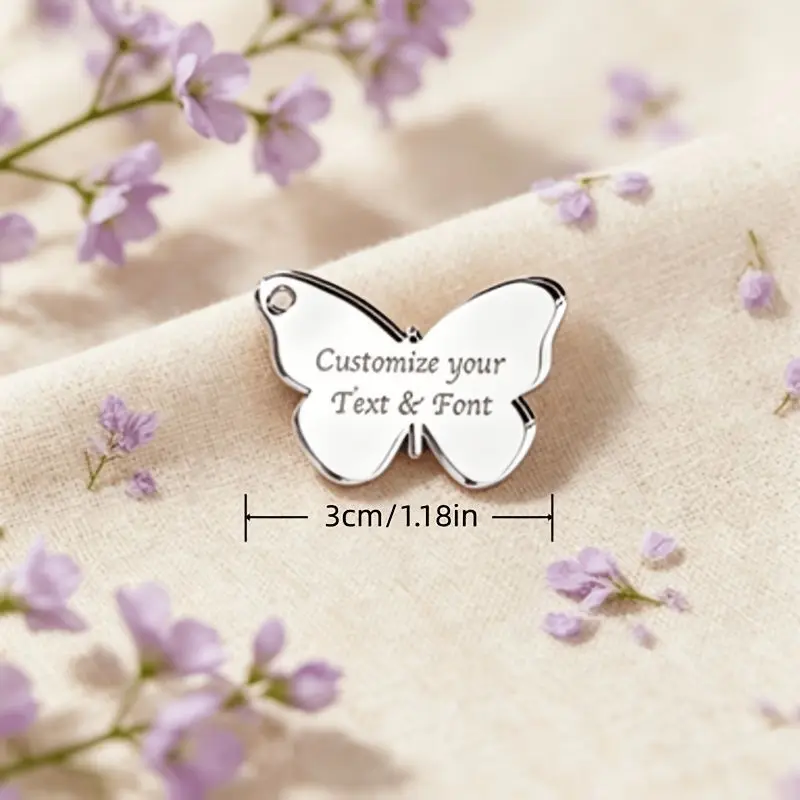 10Pcs Custom Engraved Butterfly Acrylic Pendant,Personalized Text Handmade Jewelry Accessory for DIY Keychain Hanging Making