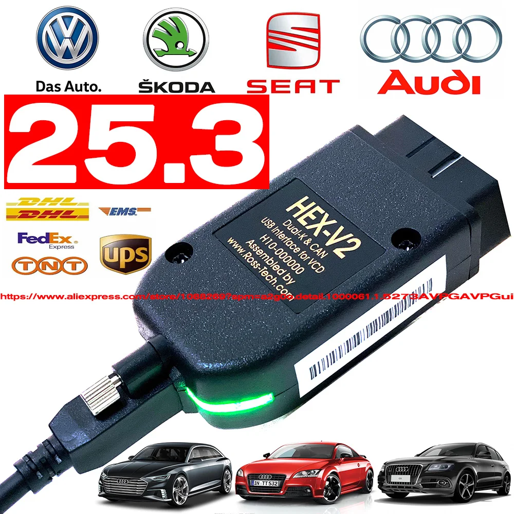 2025 VCDS VAGCOM Interface VCDSCAN HEX V2 Update 24.7 FOR VW For AUDI Skoda Seat Multi-Language Car Autocom Diagnostics Tools