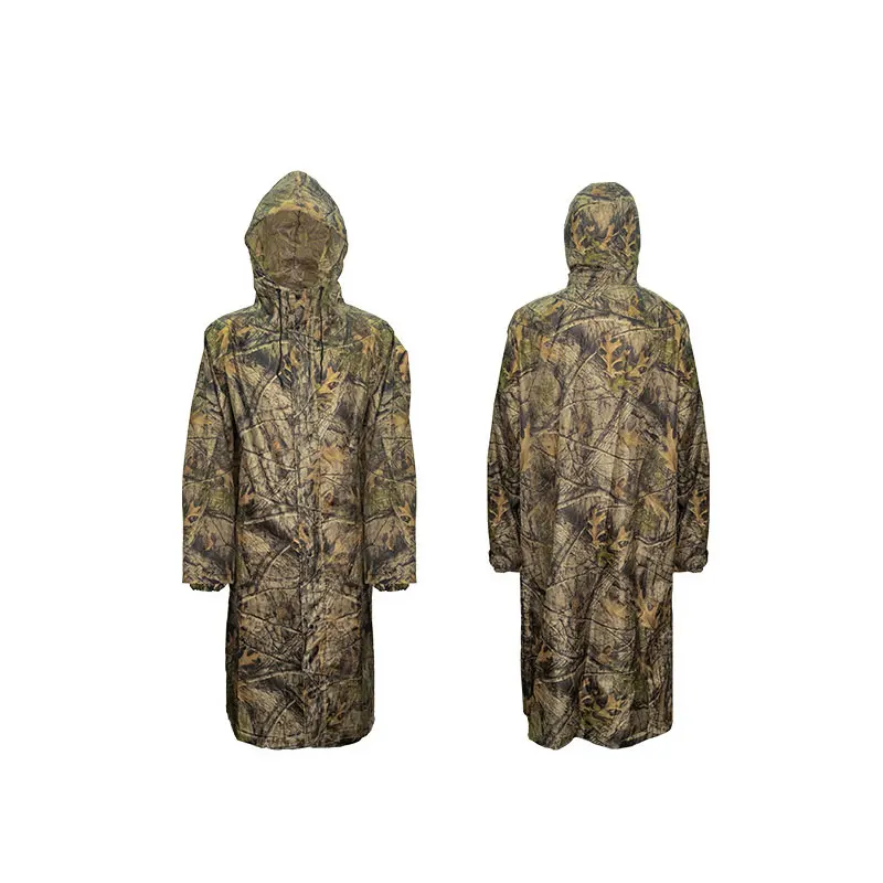 Camouflage Long Raincoat for Men Tactics Camo Waterproof Poncho Woman Coat Against Rain Fishing Hiking Conjoined Cover Clothing