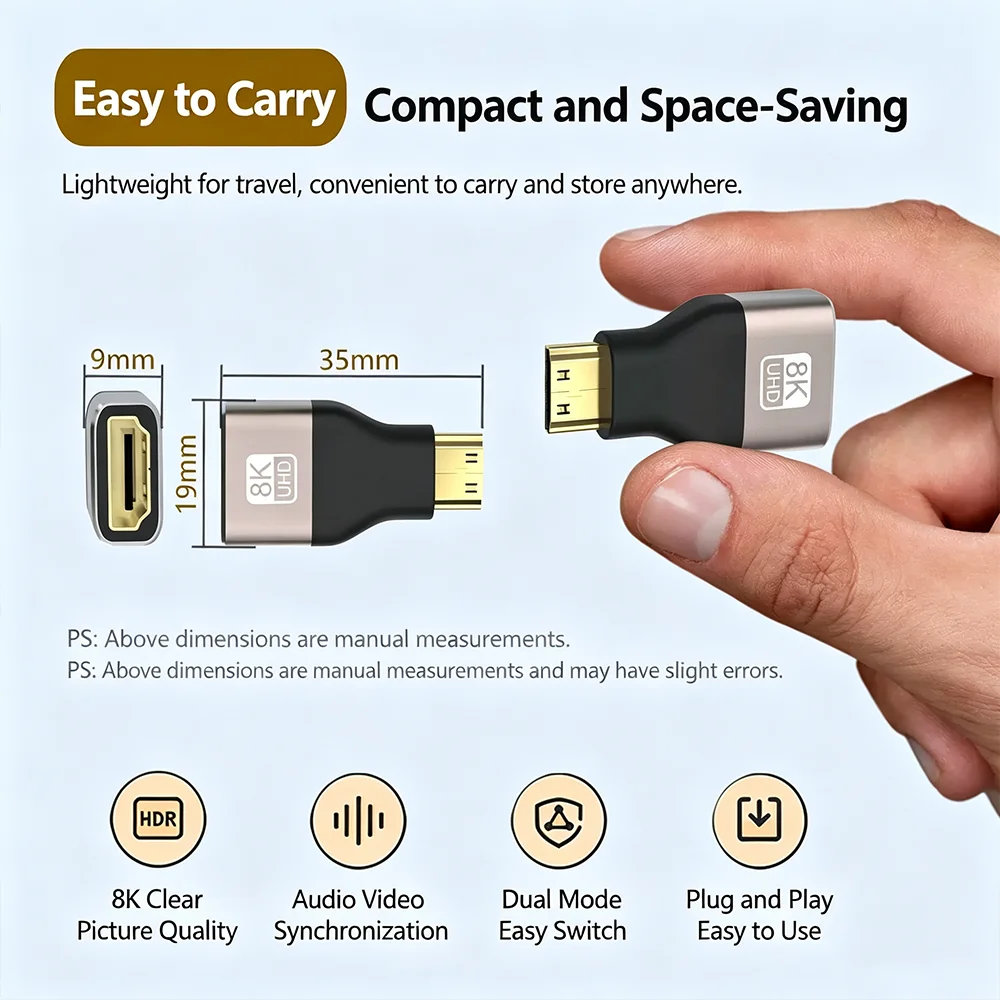 Mini HDMI-Compatible Male to Female Adapter Converter 1080P 2K 4K Video Cable for Mini PC HDTV HD Camera 5504