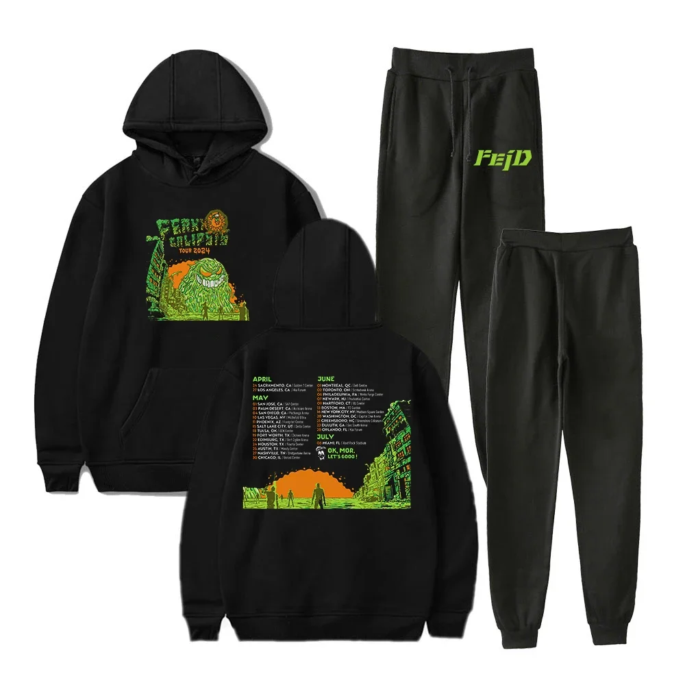 

Feid Ferxxocalipsis World Tour Tracksuit Men Sets Fashion Sporting Suit Hooded Sweatshirt +Sweatpants 2 Pieces Set Streetwear