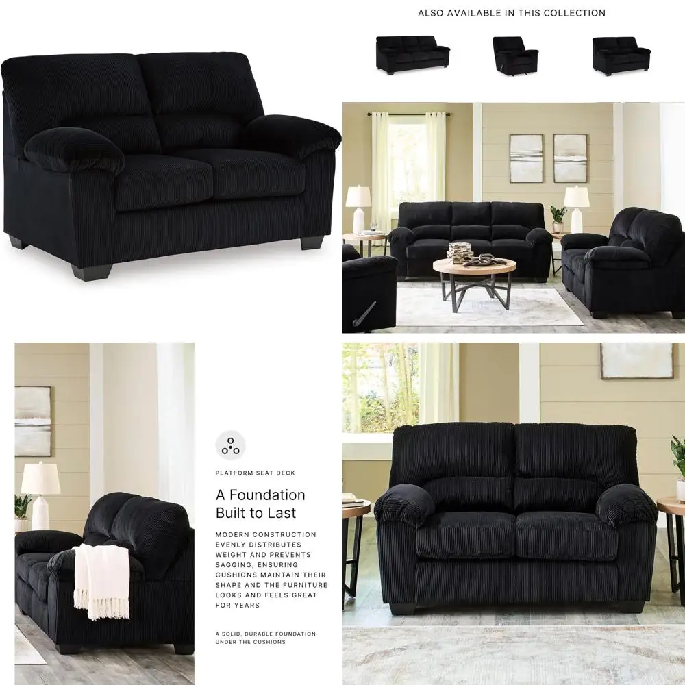 

Современный диван-софа с съемными подушками, черный