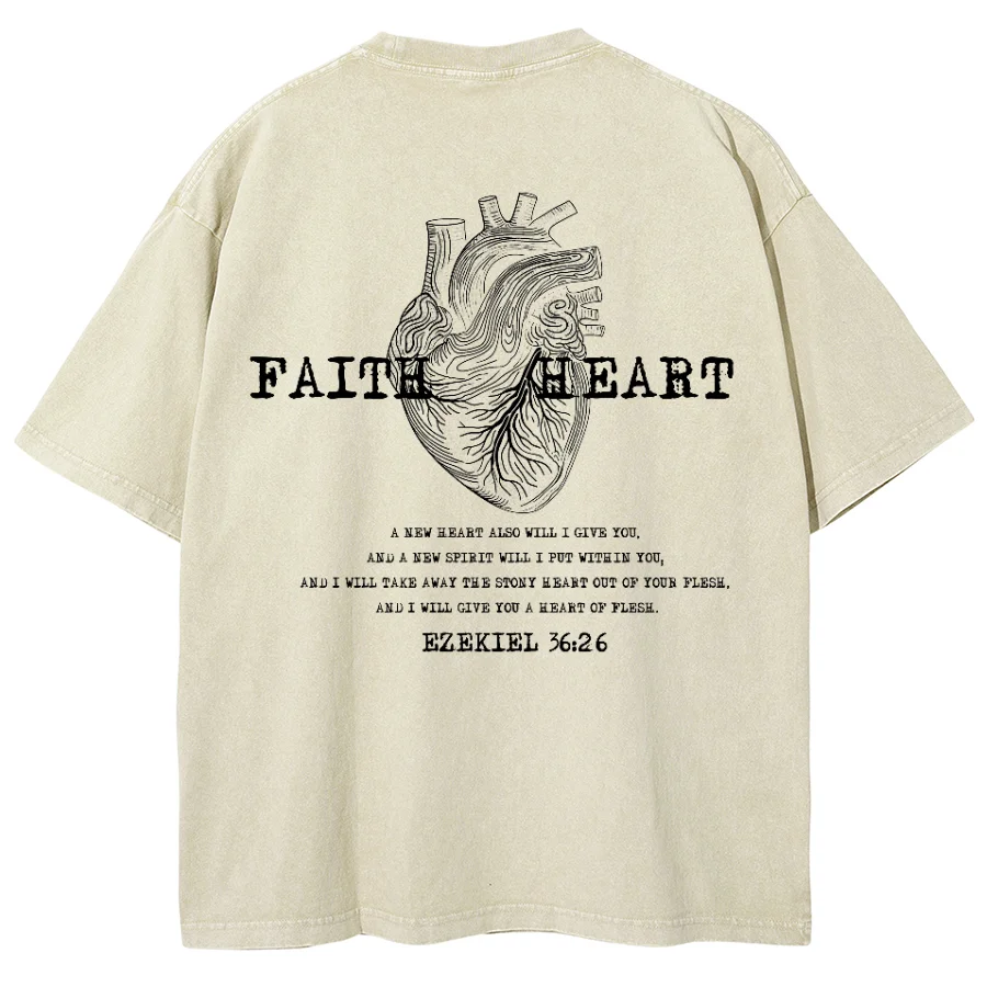 God Hearts Graphic Printed Washed Tshirt For Men, Oversized Faith TShirt  For Unisex , Women 100% Cotton Hip  Four Seasons Tops