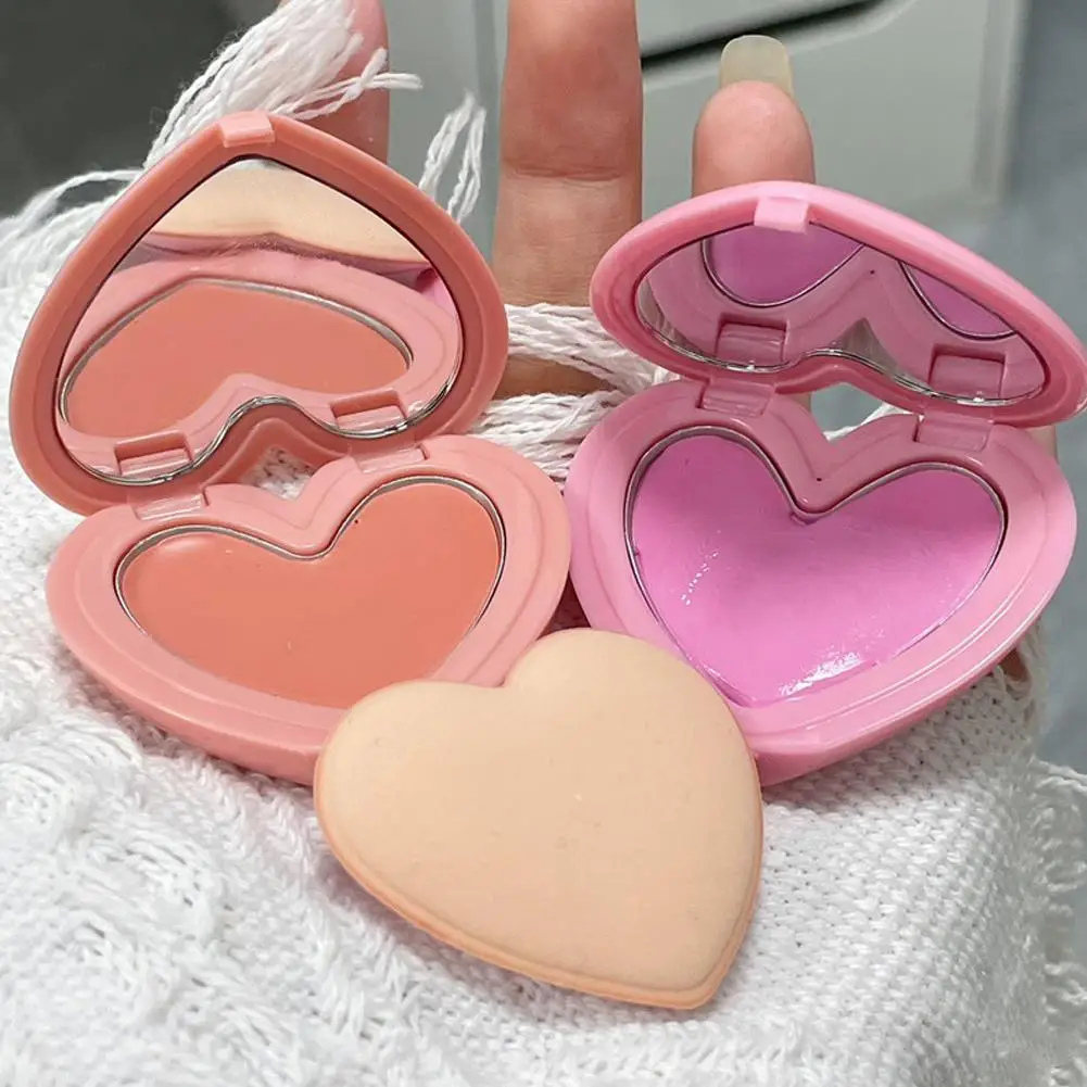 Heart-Shaped Matte Contouring Blush Cream Palette Smooth Cheek Tint Mud Blusher For Girls, Face Contour Rouge Palette Make Q5A0