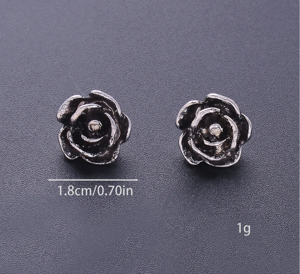 7pcs/Pack Vintage Rose Flower Metal Buttons For Shank Woolen Coat Dress DIY Shoes Hats Decor Buttons Sewing Accessories