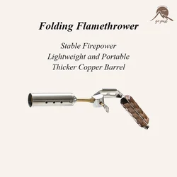 Welding Gas Torch Blowtorch with Wooden Handle Foldable Camping Outdoor Ignition Flame Launcher for Barbecue