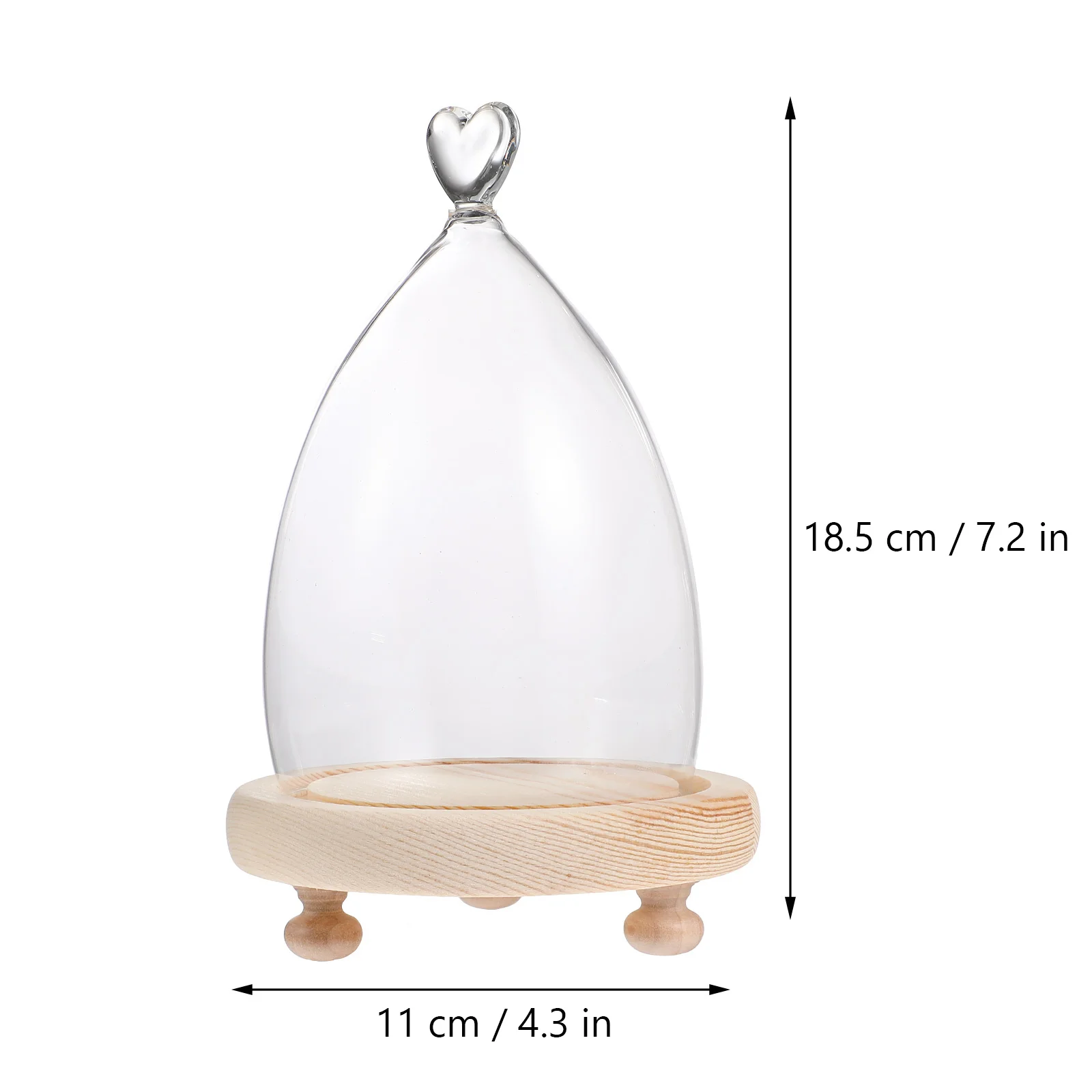 Clear Glass Bell Jar with Wooden Base for Artificial Plants Keepsakes Display Home Office Party Decorative Glass Dome Cover