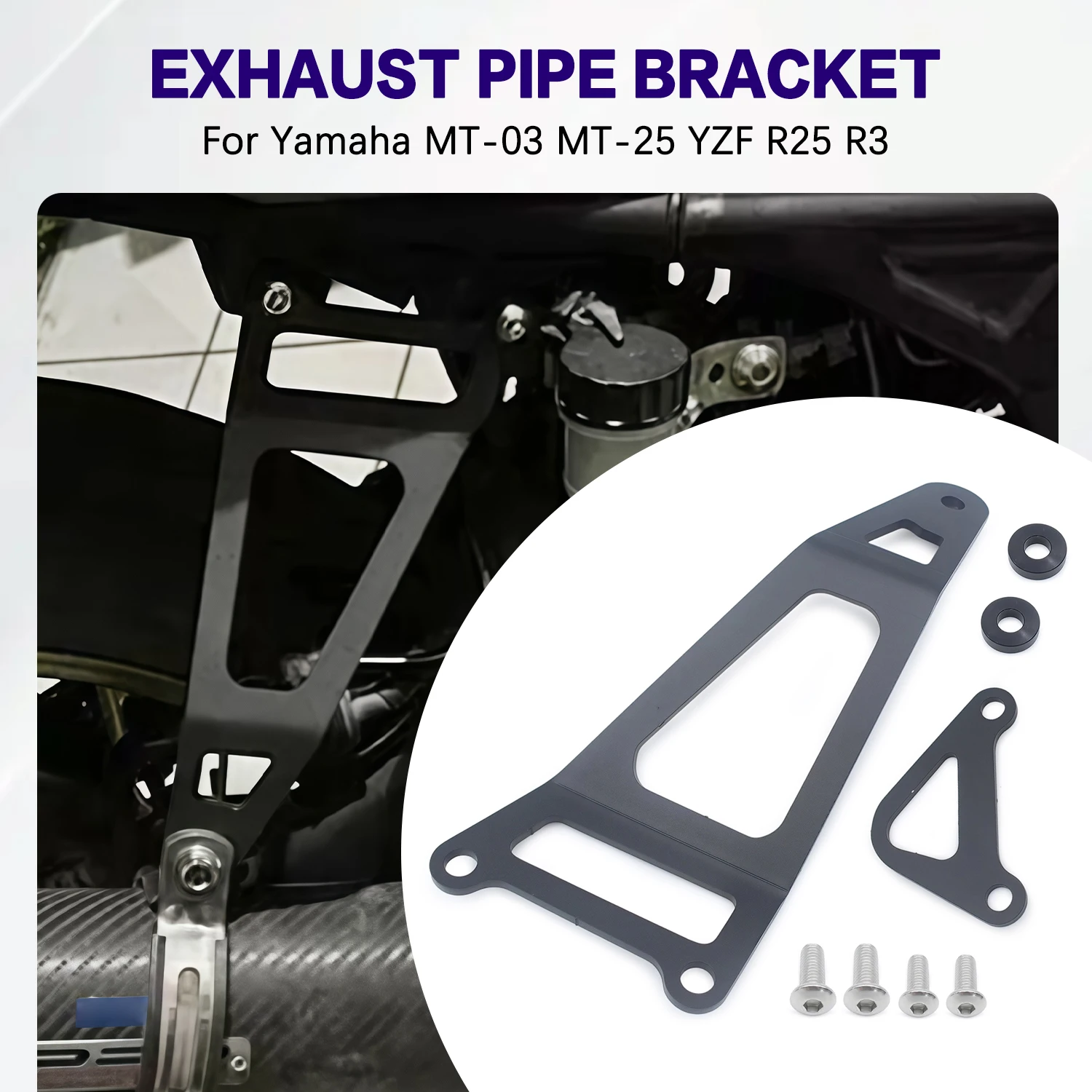 

Motorcycle Exhaust Hanger Bracket For Yamaha YZF R3 YZF R25 MT03 MT25 MT-03 MT-25 Rear Footrests Blanking Plate Holder Support