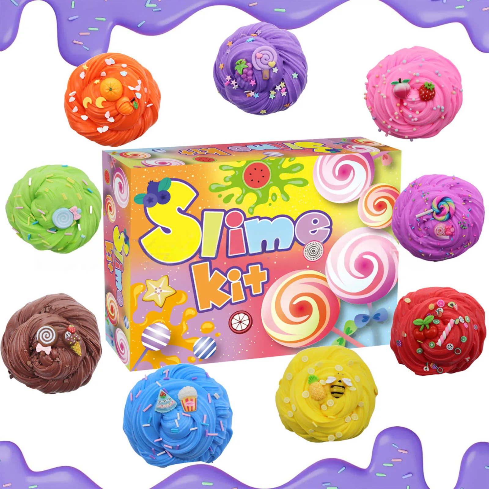 Kids Slime Kit DIY Stretchy Sensory Play Creative Craft Set Non Toxic Fun Party Favors Colorful Slime Supplies Art Toys