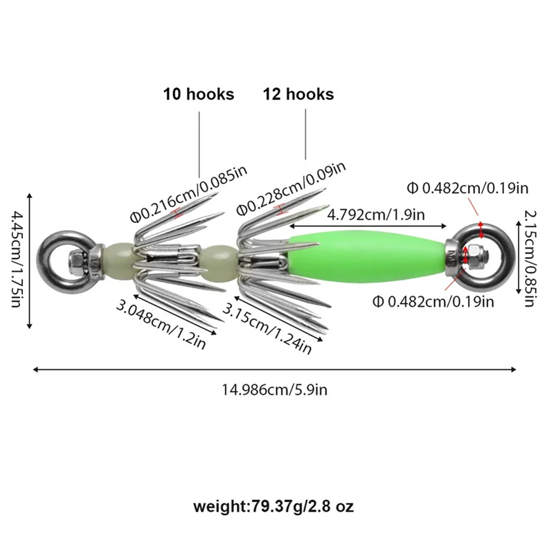 B48B-خطاف مظلة مضيئة لصيد الأسماك، طعم حبار كبير، خطاف تركيب الحبار 15 سم، خطاف الحبار العملاق، معدات تثبيت الحبار #6