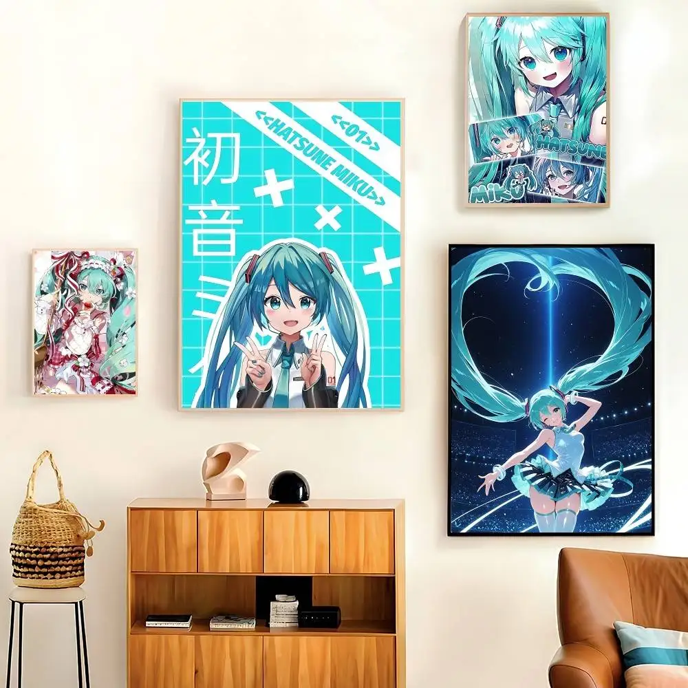 H-Hatsune Anime Miku Poster HD Quality Wall Art Retro Posters For Home Room Wall Decor Kawaii Room Decor