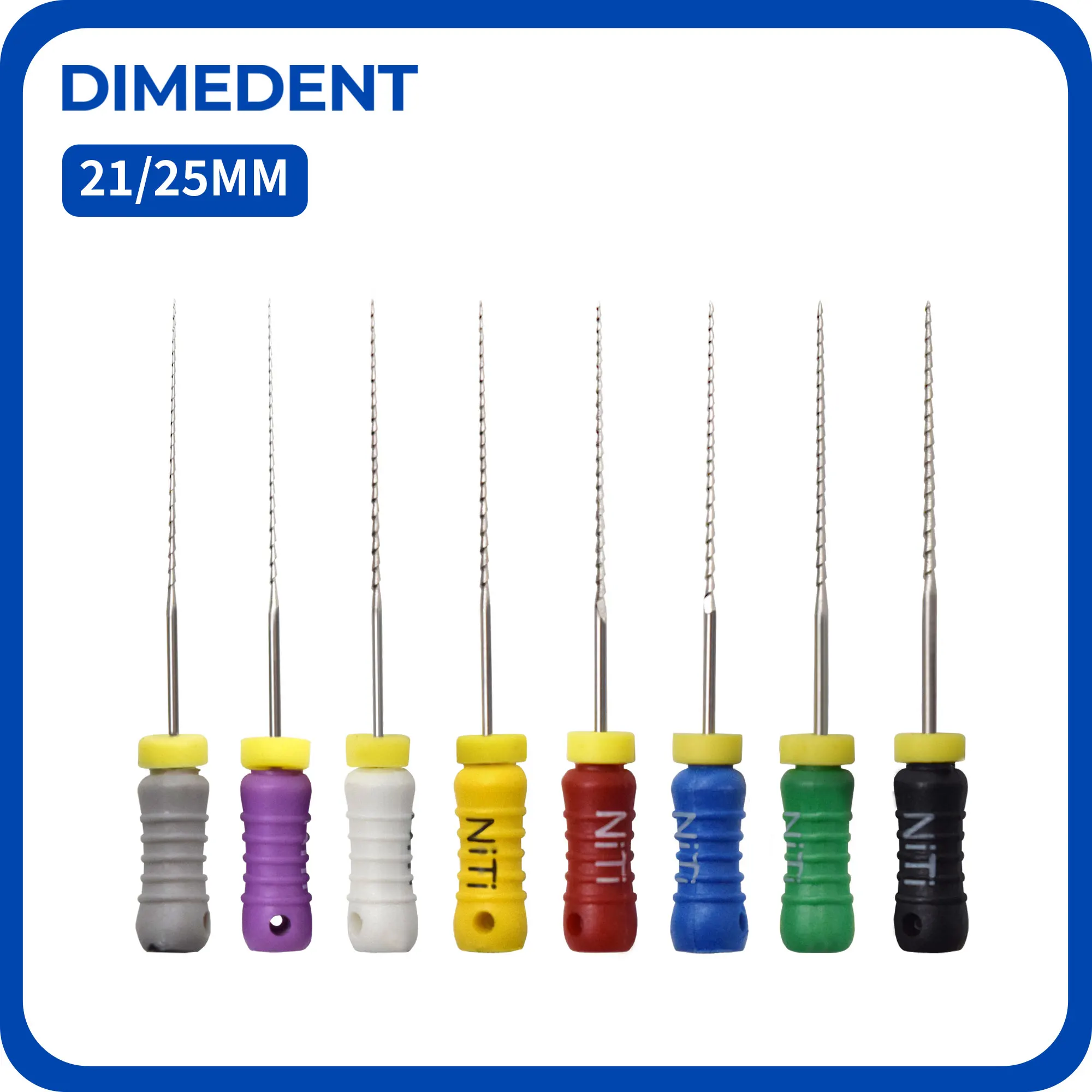 1Box DIMEDENT NiTi H Files #15-40 #45-80 Hand Use Endo File 21/25mm Nickel-titanium Dentistry Tool Thread Design Endodontic File