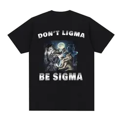 Camisetas masculinas engraçadas do lobo meme, camisas de moda vintage, streetwear de algodão casual extragrande, não ligma seja sigma