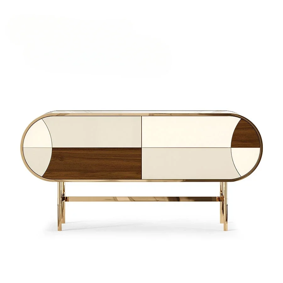 A Creative and Slightly Luxury Chocolate Living Room Corridor Hallway Side Cabinet Wall-Mounted Home TV Cabinet