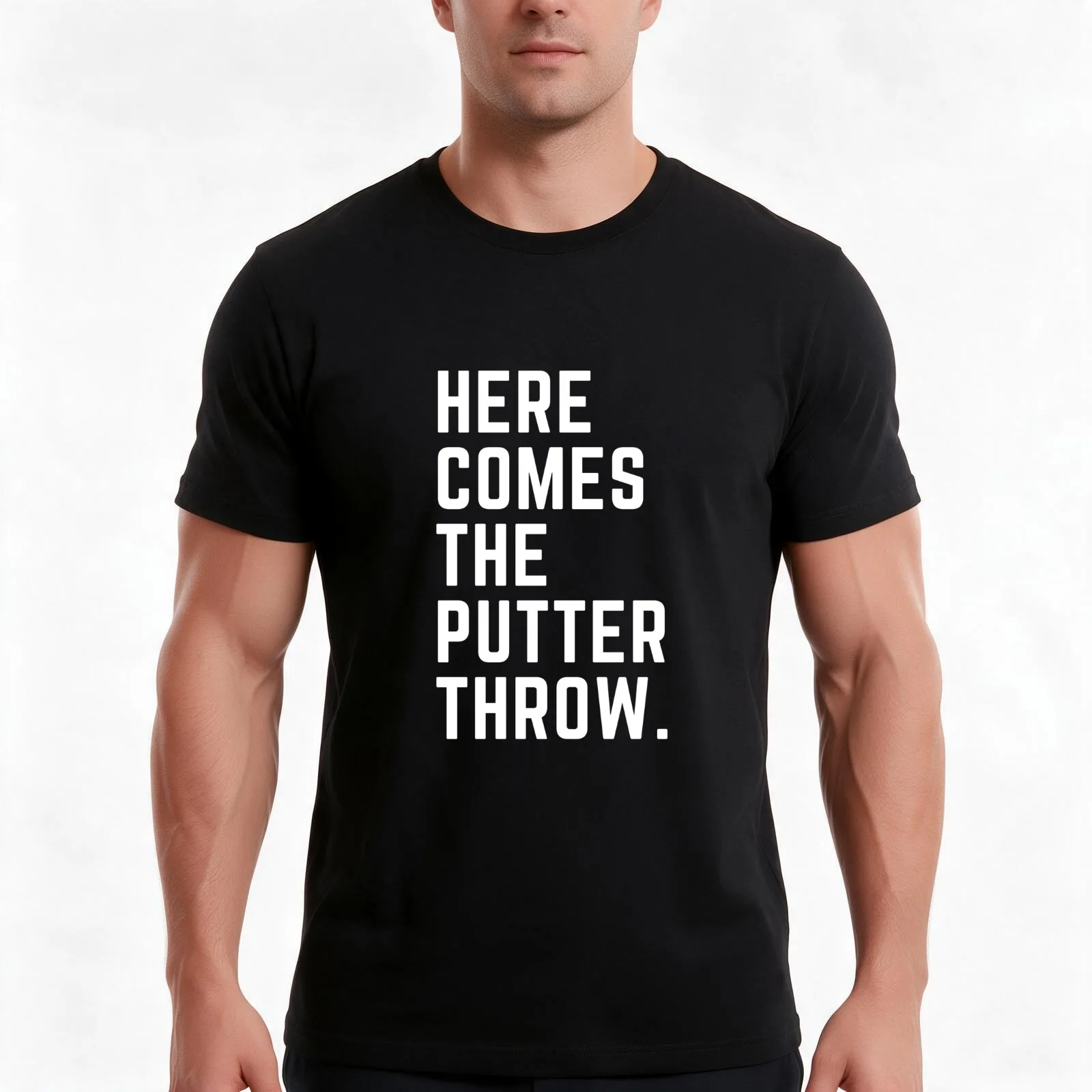Here Comes The Putter Throw T-Shirt, Summer Casual Cotton Tee, Oversized Streetwear Tops, Vintage Graphic Print, 100% Cotton