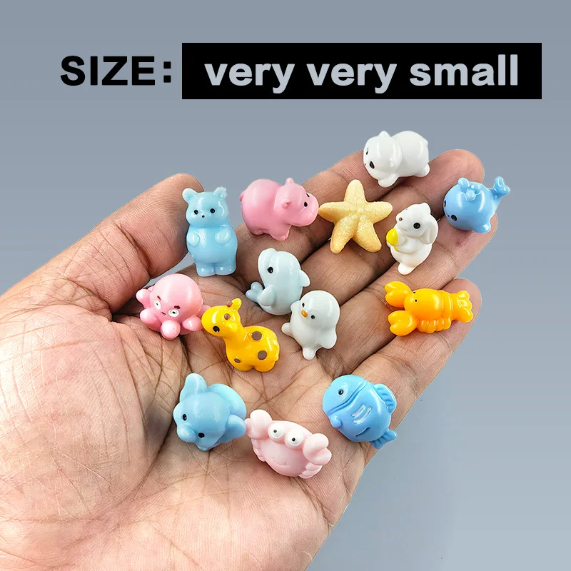 10Pcs Octopus Crab Lobster Dolphin Giraffe Bear Hippo Fish Penguin Rabbit Figurine Miniature Fairy Garden Decoration Accessories