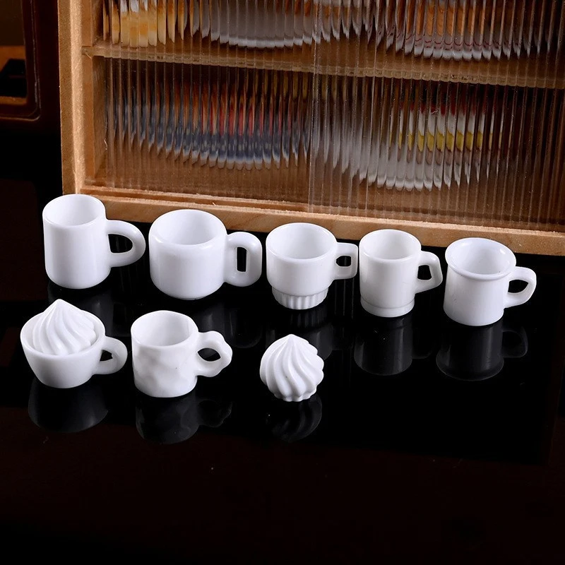 1/12 Dollhouse Simulation Pure White Simple Cup Model Dollhouse Miniature Kitchen Decoration Micro Scene Construction Props