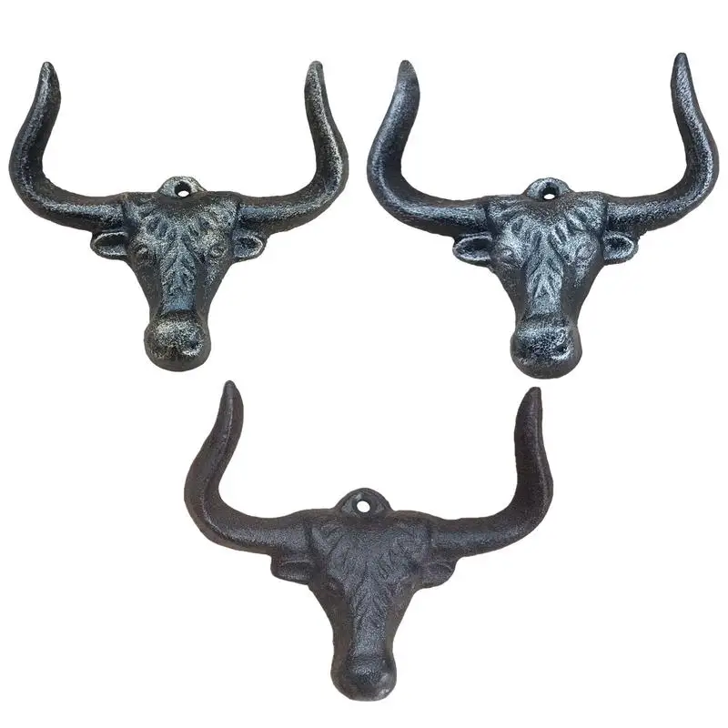 

3PC Bull Head Hooks Heavy Duty Hat Rack for Wall Reusable Towel Hanger Multifunctional Storage Organization for Living Room