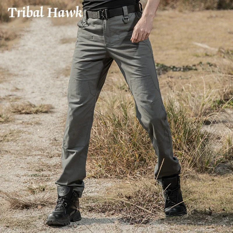 Tactical Pants Men Urban Combat Cotton Cargo Pants Clothes Waterproof Rip-stop Breathable Black Long Trousers