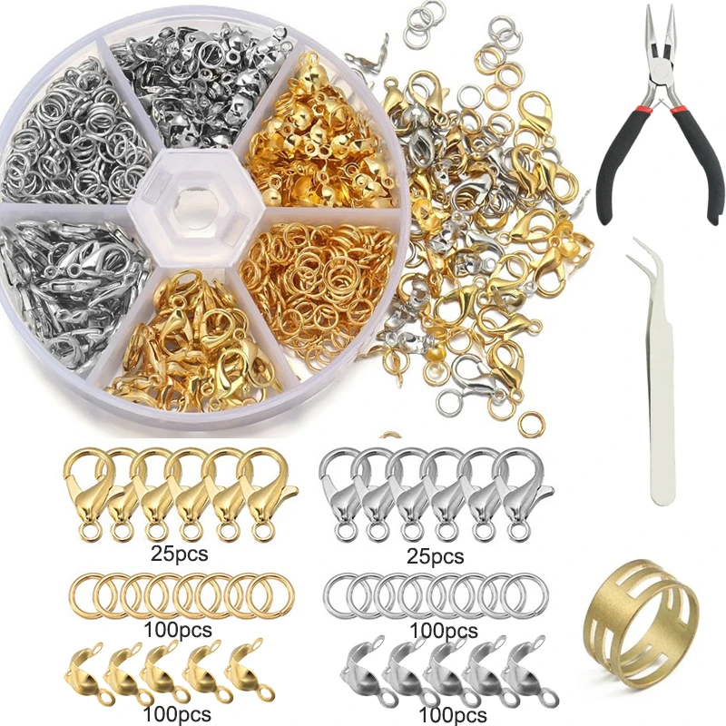 

Jewelry Making Supplies Kits Lobster Clasp Open Jump Rings End Crimps Beads Box Sets Handmade Bracelet Necklace Earring Findings