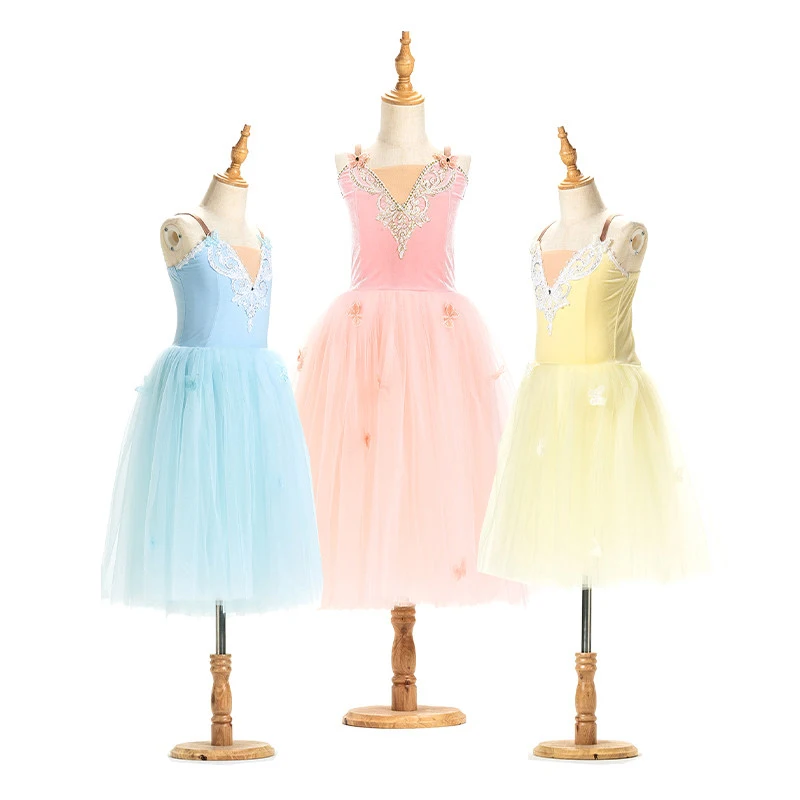 Girls Long Ballet Tutu Dress Soft Tulle Ballerina Costume For Kids & Adults Stage Performance Dancewear