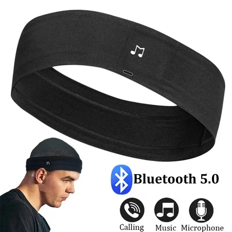 

Bluetooth Sports Headband Wireless Sleeping Headphones Music Not Cover Ear Guide Sweat Band Headphones With Mic For Fitness Run