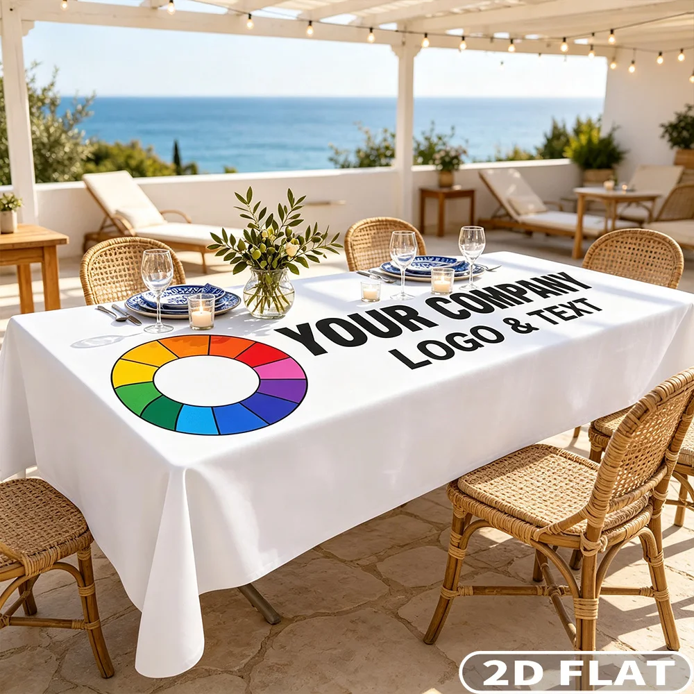1PC Personalized Custom Tablecloth, Custom Photo, Text, Logo Print Rectangular Table Cover for Weddings, Birthday Parties