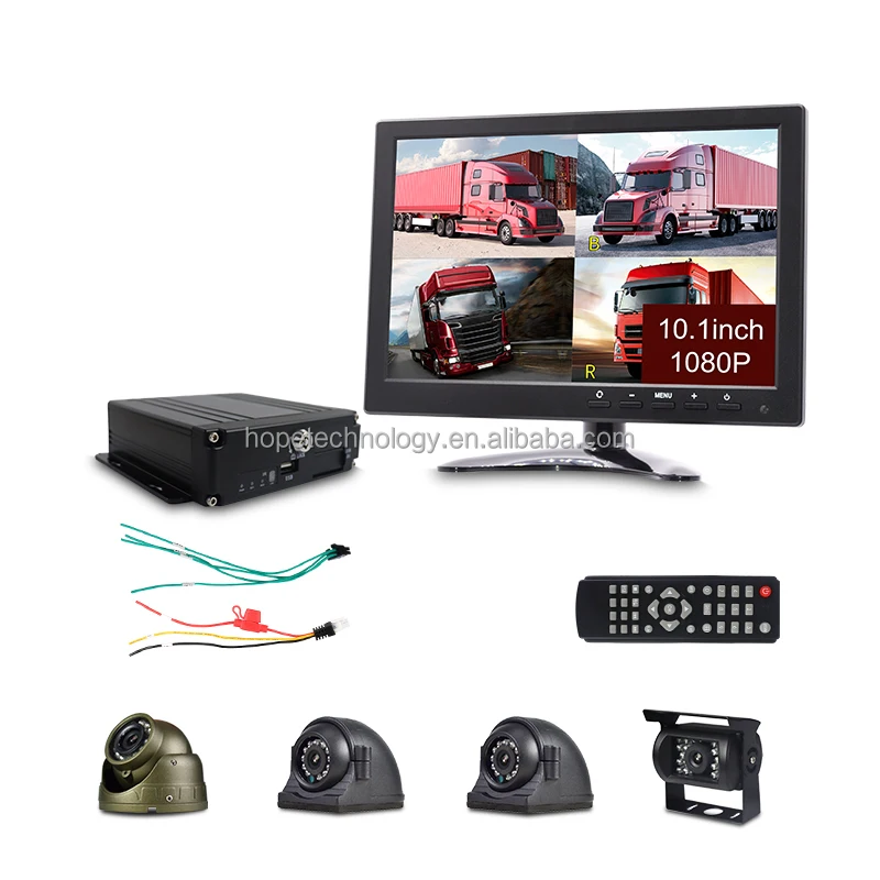 

10-дюймовый 1080P AHD IPS-экран ночного видения, система камер для грузовика и автобуса с водонепроницаемым мобильным видеорегистратором IP68, SD-карта MDVR