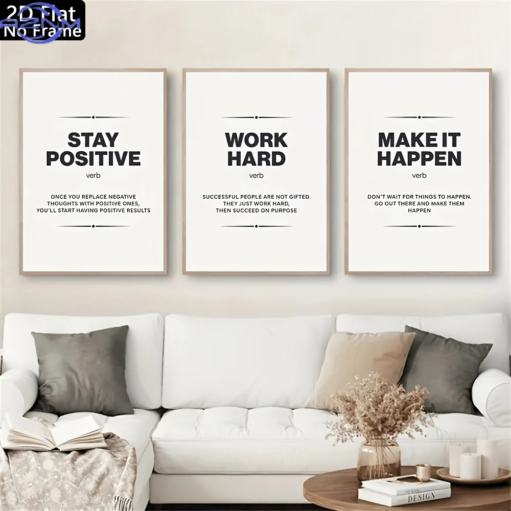 3pcs Inspirational Canvas Poster Painting, Wall Art Painting, 