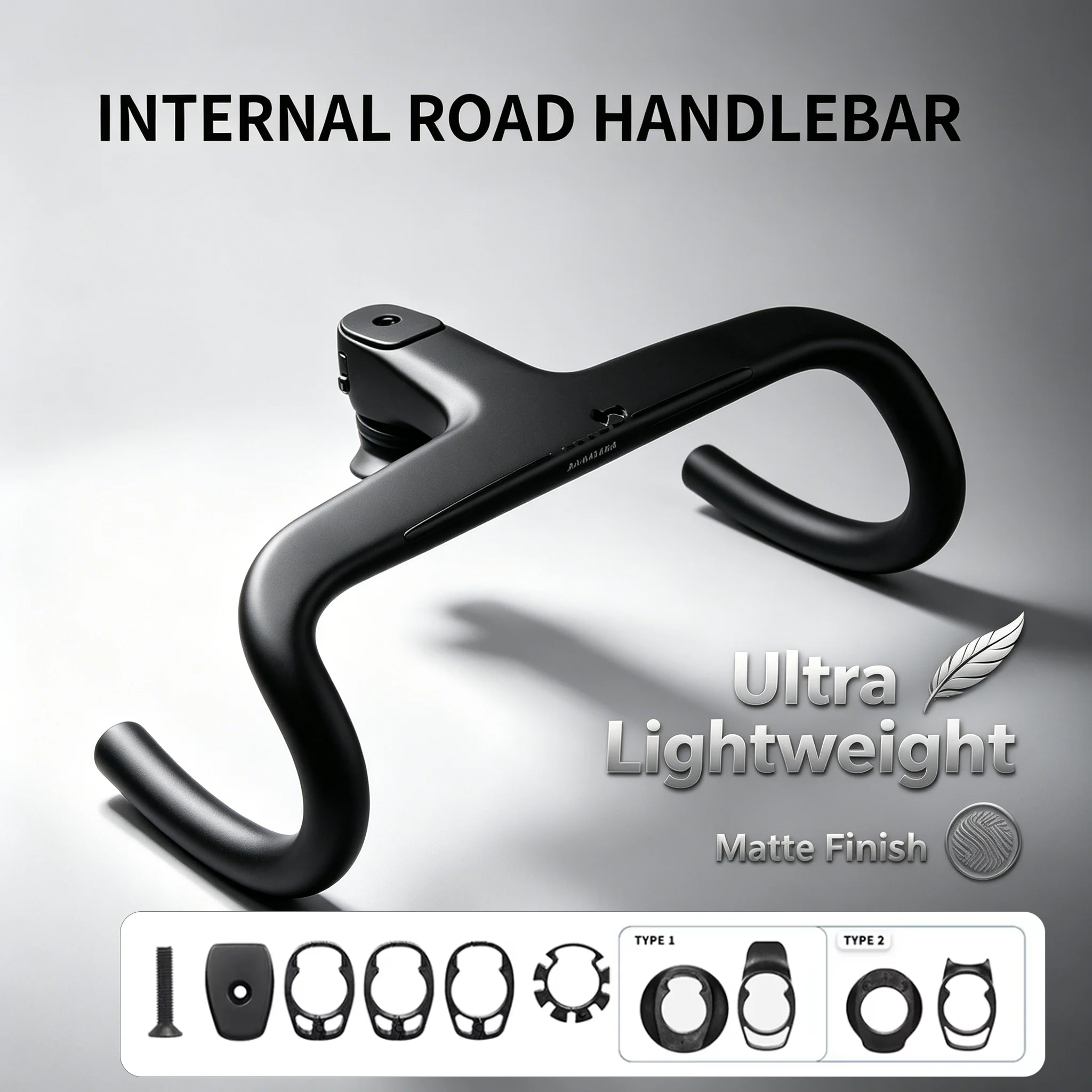 Carbon-Rennradlenker mit interner Kabelführung, integrierter T1000 Carbon-Lenker, Clip-Durchmesser 28,6 mm