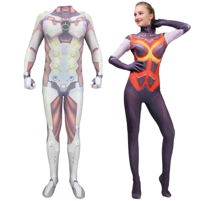 3D Printing Games Genji Cosplay Costume Destroyer Costume Spandex Lycra Zentai Bodysuit Jumpsuits Halloween Costumes for Men