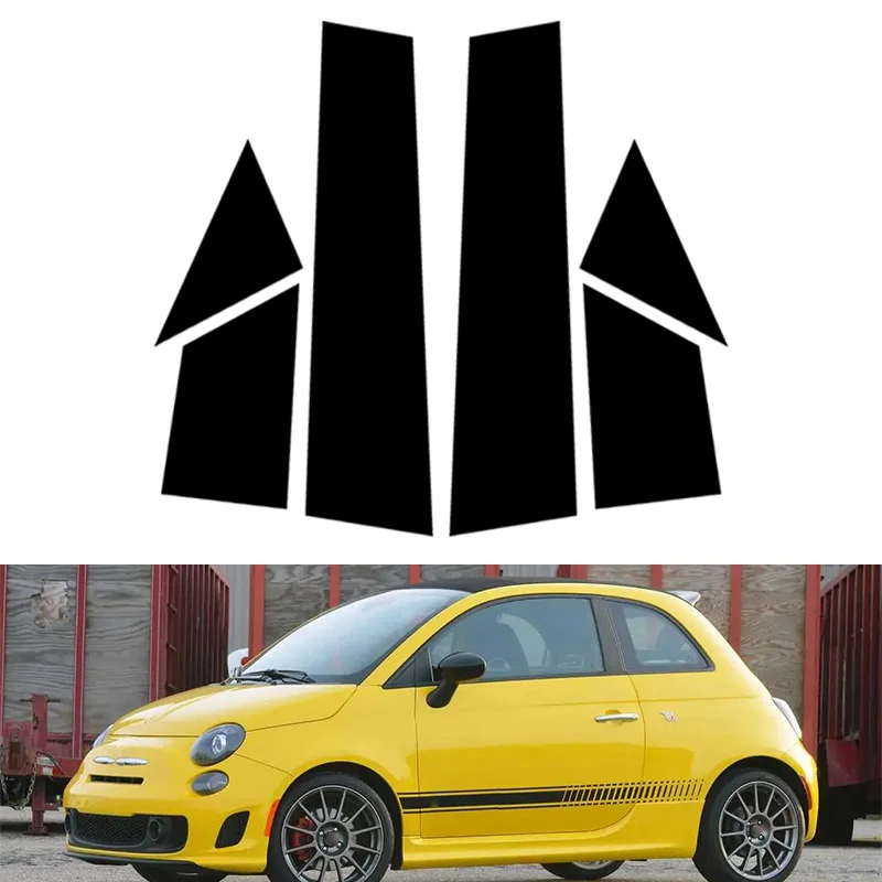 

For Fiat 500 2010 2011 2012 2013 2014-2020 Car Window Door Column B C Pillar Post Trim Cover Glossy Black Stickers Accessories