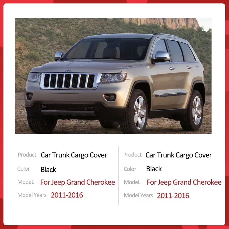 Car Trunk Cargo Cover for Jeep Grand Cherokee WK WK2 2011-2016 2015 2012 Auto Accessories Luggage Rear Curtain Tray Anti-peep