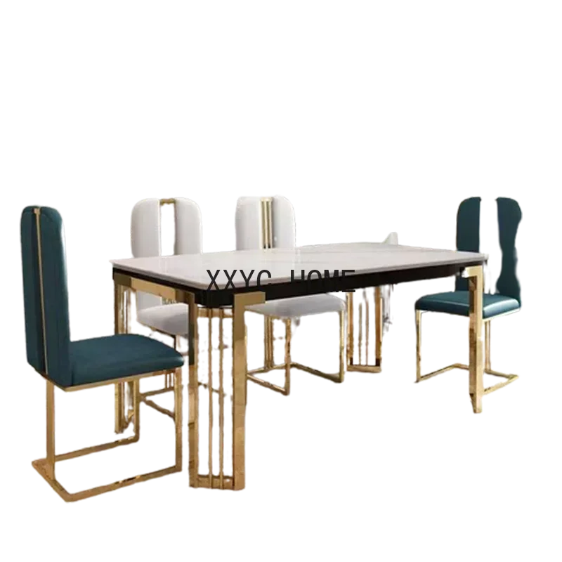 Metal Nordic Luxury Dining Table Kitchen Chairs Natural Design Center Dining Table Restaurant Marble Eettafel Home Furniture