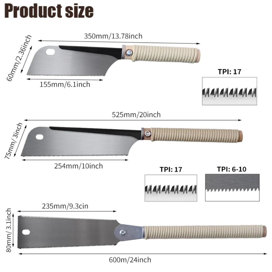 1pc Japanese Hand Saw SK5 Flexible Blade Flush Cut Wood Handle Dovetail Pull Saw for Wet Dry Wood DIY Woodworking Tools