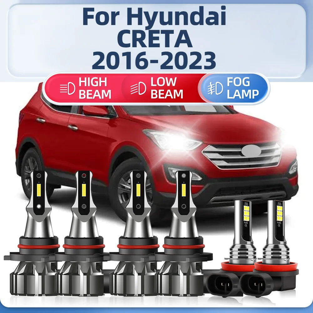 

60000LM LED Headlight Bulbs 12V Fog Lamps 6000K White Plug and Play For Hyundai CRETA 2016 2017 2018 2019 2020 2021 2022 2023