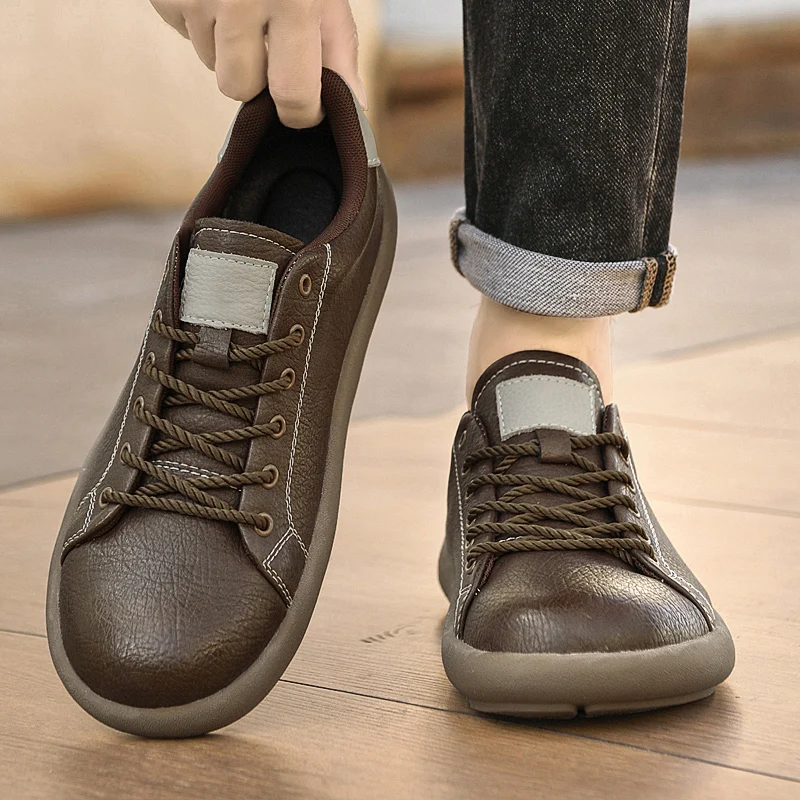 

Men's casual leather shoes Comfortable classic lightweight style Work Office high quality Handmade daily shoes Plus size New