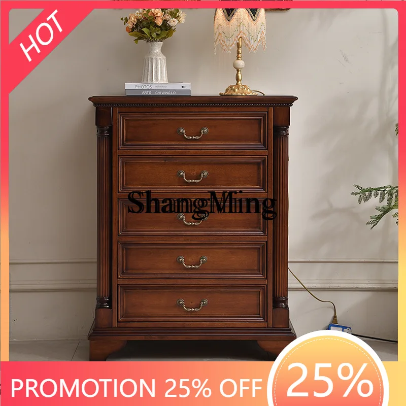 

SM wood five-bucket bedroom seven-chest cabinet storage living room retro drawer combination nine-chest cabinet