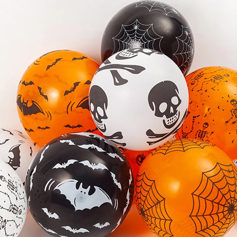 Halloween Orange Black Pumpkin Skeleton Ghost Latex Balloon for Halloween Party Round Balloons Decoration Supplies Wholesale