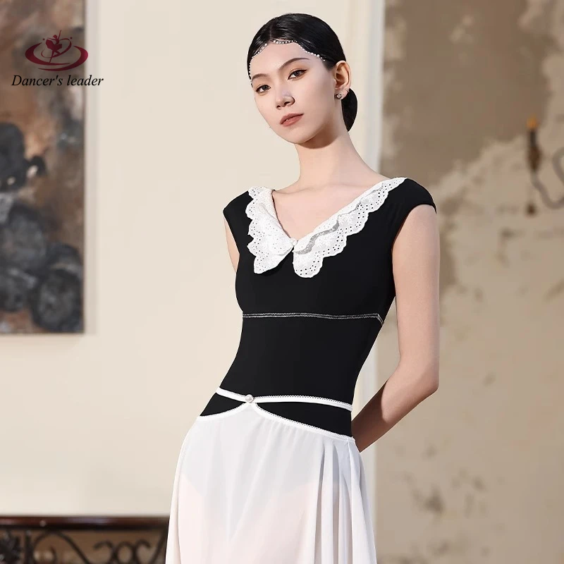 

Ballet Costume, Adult Female Teacher, Gymnastics Butterfly Lace Collar, Big Back Body Suit, Aerial Yoga Suit