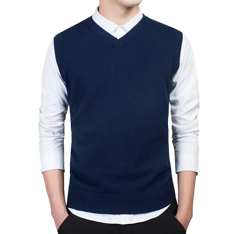 MRMT 2024 Brand New Men's Vest Sweater Cotton Knitted Vest for Male V-neck Sweater Sleeveless Pullover Tops Vest