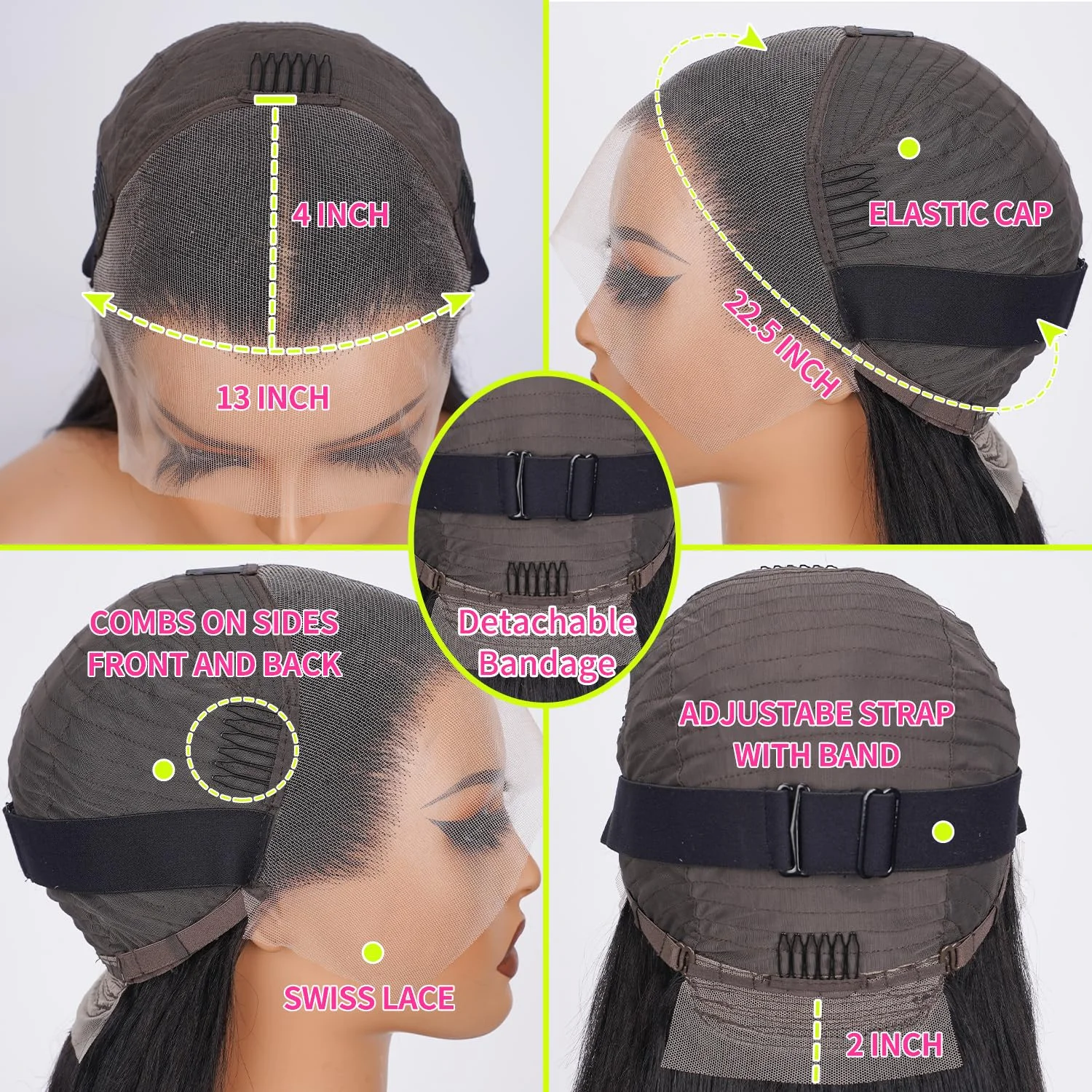 32 pouces perruques droites cheveux humains pré plumé droite dentelle avant perruques cheveux humains 200 densité 13x4 HD dentelle frontale perruque pour les femmes