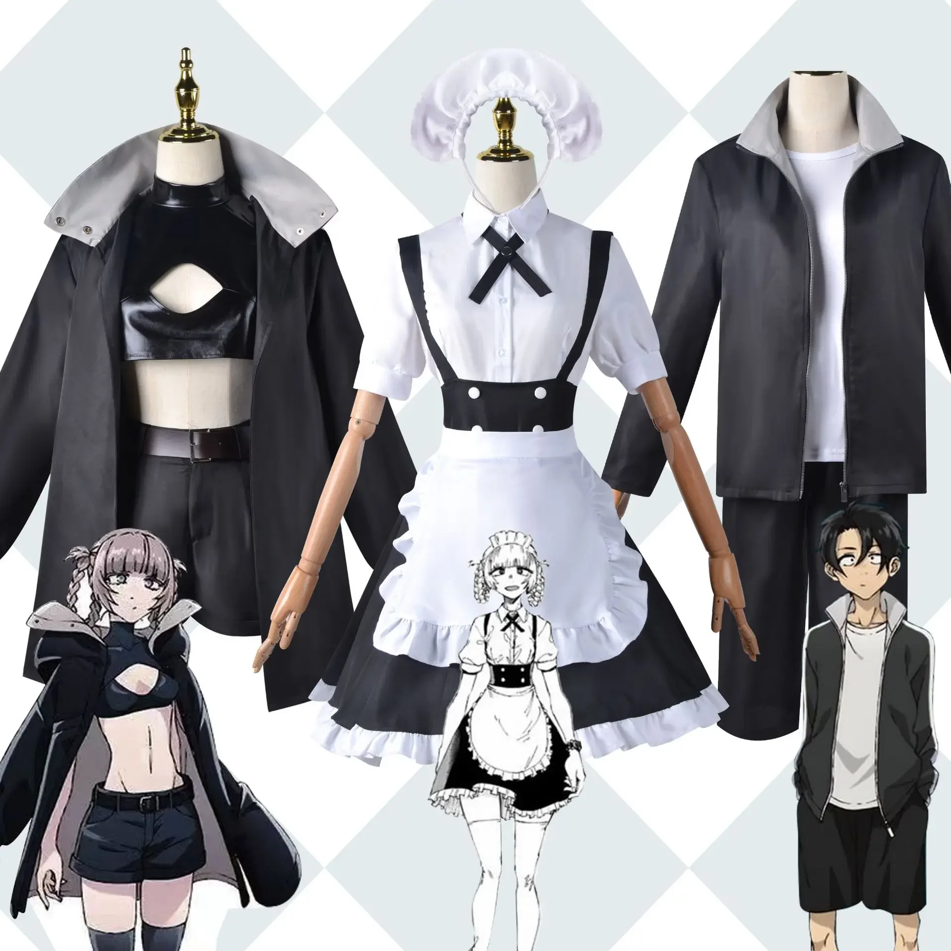 

Anime Call of The Night Nanakusa Nazuna Cosplay Costume Yofukashi No Uta Wig Halloween Woman Man Suit Maid Outfit