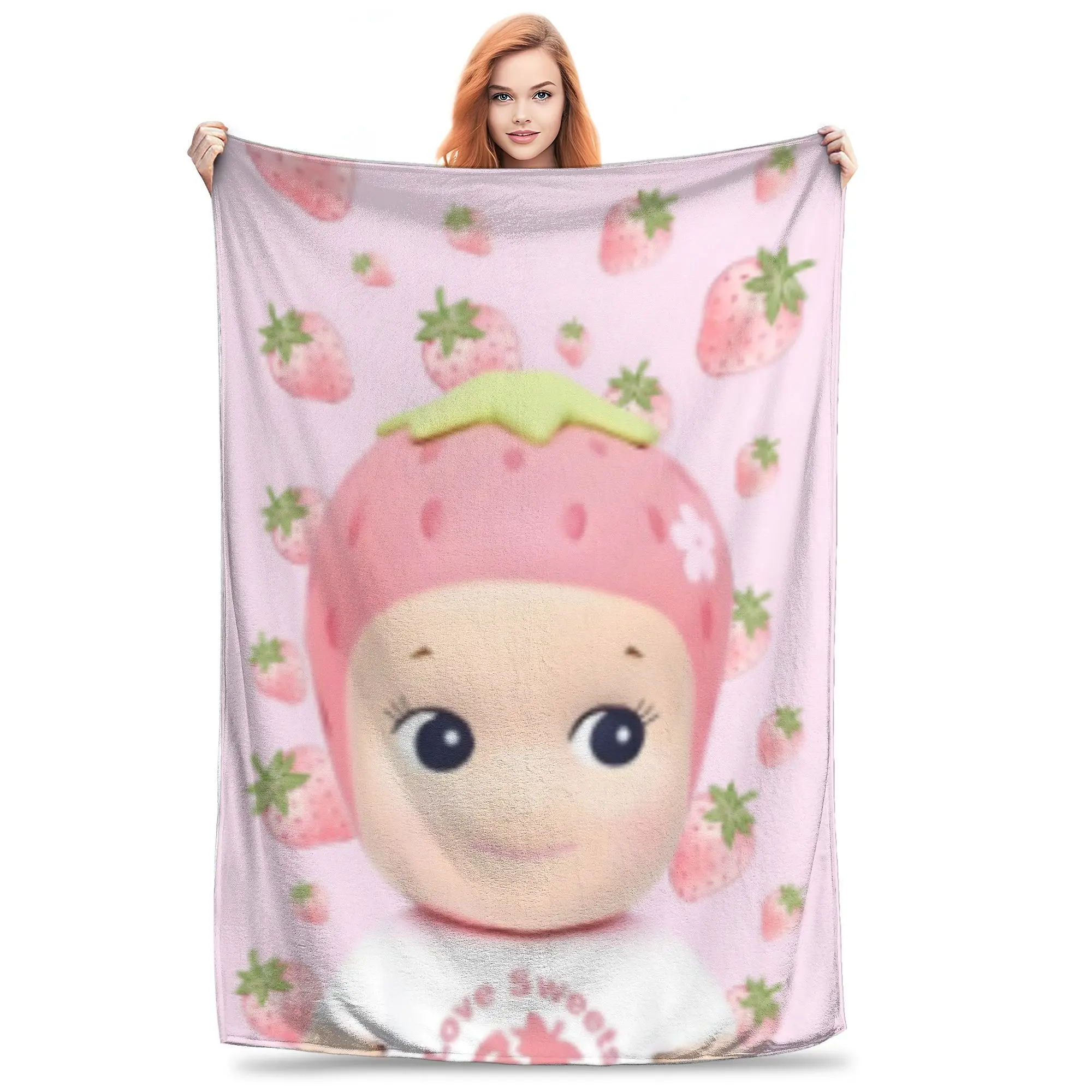 Sonny Angel Strawberry Blanket Warm Cozy Fluffy  Throw Blankets for Couch 50x60 Inch Multi-size Bedding Throws