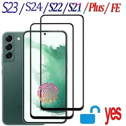 S24 s23 s22 Tempered glass For Samsung S22 Plus Screen Protector Galaxy S22 Fingerprint Unlock Glass Samsung Galaxy S23 S21 FE