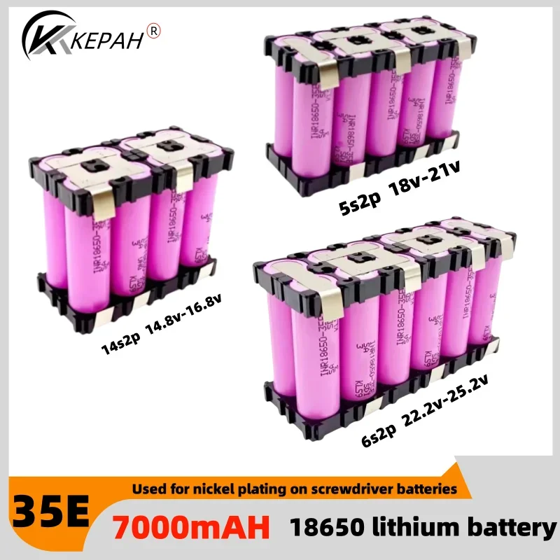 NEW 20A 18650 35E 3500mAh 7000mAh 2S 3S 4S 5S 6S /1P 2P 7.4V 12.6V 14.8V 18V 25.2V For Screwdriver batteries weld battery pack